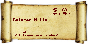 Baiszer Milla névjegykártya